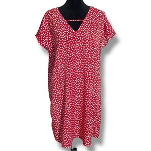 Shein Vibrant Red & White Floral Ditsy Print Front Cutout Lightweight Mini Dress